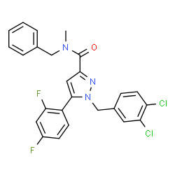 ChemSpider 2D Image | N-Benzyl-1-(3,4-dichlorobenzyl)-5-(2,4-difluorophenyl)-N-methyl-1H-pyrazole-3-carboxamide | C25H19Cl2F2N3O
