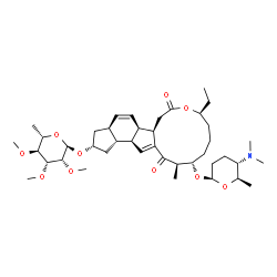 ChemSpider 2D Image | (2R,3aS,5aR,5bR,9S,13S,14R,16aS,16bR)-13-{[(2R,5S,6R)-5-(Dimethylamino)-6-methyltetrahydro-2H-pyran-2-yl]oxy}-9-ethyl-14-methyl-7,15-dioxo-2,3,3a,5a,5b,6,7,9,10,11,12,13,14,15,16a,16b-hexadecahydro-1H
-as-indaceno[3,2-d]oxacyclododecin-2-yl 6-deoxy-2,3,4-tri-O-methyl-alpha-L-mannopyranoside | C41H65NO10