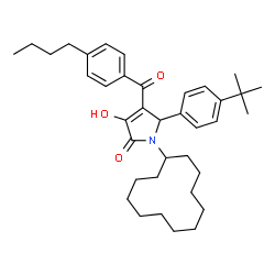 ChemSpider 2D Image | 4-(4-Butylbenzoyl)-1-cyclododecyl-3-hydroxy-5-[4-(2-methyl-2-propanyl)phenyl]-1,5-dihydro-2H-pyrrol-2-one | C37H51NO3