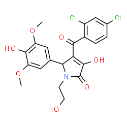 ChemSpider 2D Image | 4-(2,4-Dichlorobenzoyl)-3-hydroxy-5-(4-hydroxy-3,5-dimethoxyphenyl)-1-(2-hydroxyethyl)-1,5-dihydro-2H-pyrrol-2-one | C21H19Cl2NO7