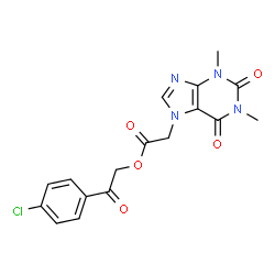 ChemSpider 2D Image | 2-(4-Chlorophenyl)-2-oxoethyl (1,3-dimethyl-2,6-dioxo-1,2,3,6-tetrahydro-7H-purin-7-yl)acetate | C17H15ClN4O5