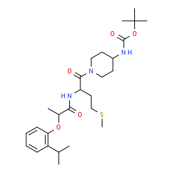 ChemSpider 2D Image | 2-Methyl-2-propanyl (1-{N-[2-(2-isopropylphenoxy)propanoyl]methionyl}-4-piperidinyl)carbamate | C27H43N3O5S