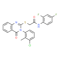 ChemSpider 2D Image | 2-{[3-(3-Chloro-2-methylphenyl)-4-oxo-3,4-dihydro-2-quinazolinyl]sulfanyl}-N-(2,4-difluorophenyl)acetamide | C23H16ClF2N3O2S