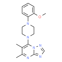 ChemSpider 2D Image | 7-[4-(2-Methoxyphenyl)-1-piperazinyl]-5,6-dimethyl[1,2,4]triazolo[1,5-a]pyrimidine | C18H22N6O