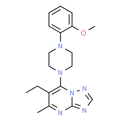 ChemSpider 2D Image | 6-Ethyl-7-[4-(2-methoxyphenyl)-1-piperazinyl]-5-methyl[1,2,4]triazolo[1,5-a]pyrimidine | C19H24N6O
