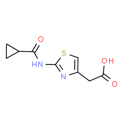ChemSpider 2D Image | 2-(2-cyclopropaneamido-1,3-thiazol-4-yl)acetic acid | C9H10N2O3S