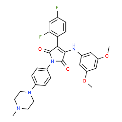 ChemSpider 2D Image | 3-(2,4-Difluorophenyl)-4-[(3,5-dimethoxyphenyl)amino]-1-[4-(4-methyl-1-piperazinyl)phenyl]-1H-pyrrole-2,5-dione | C29H28F2N4O4