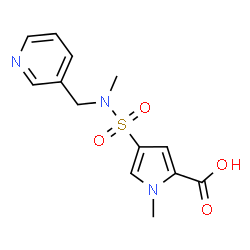 ChemSpider 2D Image | 1-Methyl-4-[methyl(3-pyridinylmethyl)sulfamoyl]-1H-pyrrole-2-carboxylic acid | C13H15N3O4S