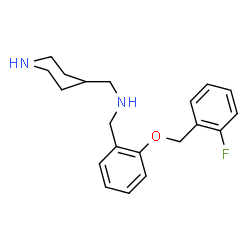 ChemSpider 2D Image | 1-{2-[(2-Fluorobenzyl)oxy]phenyl}-N-(4-piperidinylmethyl)methanamine | C20H25FN2O