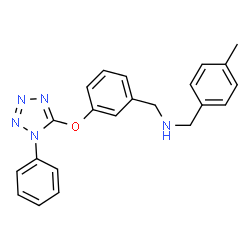 ChemSpider 2D Image | 1-(4-Methylphenyl)-N-{3-[(1-phenyl-1H-tetrazol-5-yl)oxy]benzyl}methanamine | C22H21N5O