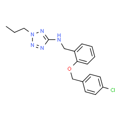 ChemSpider 2D Image | N-{2-[(4-Chlorobenzyl)oxy]benzyl}-2-propyl-2H-tetrazol-5-amine | C18H20ClN5O