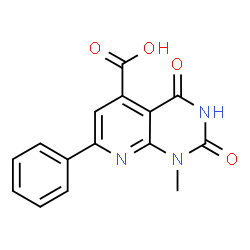 ChemSpider 2D Image | 1-methyl-2,4-dioxo-7-phenyl-1H,2H,3H,4H-pyrido[2,3-d]pyrimidine-5-carboxylic acid | C15H11N3O4