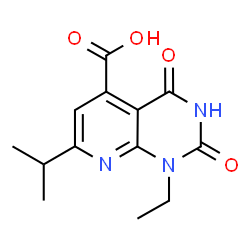 ChemSpider 2D Image | 1-ethyl-2,4-dioxo-7-(propan-2-yl)-1H,2H,3H,4H-pyrido[2,3-d]pyrimidine-5-carboxylic acid | C13H15N3O4