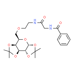 ChemSpider 2D Image | N-{2-Oxo-2-[(2-{[(3aR,5R,5aS,8aS,8bR)-2,2,7,7-tetramethyltetrahydro-3aH-bis[1,3]dioxolo[4,5-b:4',5'-d]pyran-5-yl]methoxy}ethyl)amino]ethyl}benzamide | C23H32N2O8