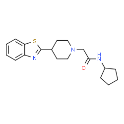 ChemSpider 2D Image | 2-[4-(1,3-Benzothiazol-2-yl)-1-piperidinyl]-N-cyclopentylacetamide | C19H25N3OS