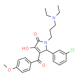 ChemSpider 2D Image | 5-(3-Chlorophenyl)-1-[3-(diethylamino)propyl]-3-hydroxy-4-(4-methoxybenzoyl)-1,5-dihydro-2H-pyrrol-2-one | C25H29ClN2O4