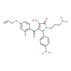 ChemSpider 2D Image | 4-[4-(Allyloxy)-2-methylbenzoyl]-5-[4-(dimethylamino)phenyl]-1-[3-(dimethylamino)propyl]-3-hydroxy-1,5-dihydro-2H-pyrrol-2-one | C28H35N3O4