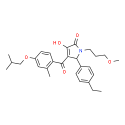 ChemSpider 2D Image | 5-(4-Ethylphenyl)-3-hydroxy-4-(4-isobutoxy-2-methylbenzoyl)-1-(3-methoxypropyl)-1,5-dihydro-2H-pyrrol-2-one | C28H35NO5