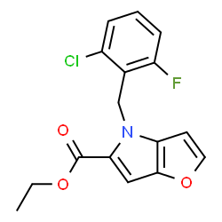 ChemSpider 2D Image | Ethyl 4-(2-chloro-6-fluorobenzyl)-4H-furo[3,2-b]pyrrole-5-carboxylate | C16H13ClFNO3