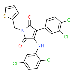 ChemSpider 2D Image | 3-(3,4-Dichlorophenyl)-4-[(2,5-dichlorophenyl)amino]-1-(2-thienylmethyl)-1H-pyrrole-2,5-dione | C21H12Cl4N2O2S
