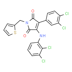 ChemSpider 2D Image | 3-(3,4-Dichlorophenyl)-4-[(2,3-dichlorophenyl)amino]-1-(2-thienylmethyl)-1H-pyrrole-2,5-dione | C21H12Cl4N2O2S
