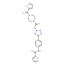 ChemSpider 2D Image | N-[4-(2-{2-[4-(2-Furoyl)-1-piperazinyl]-2-oxoethyl}-2H-tetrazol-5-yl)phenyl]-2-furamide | C23H21N7O5