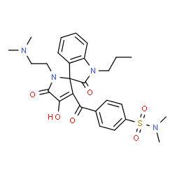 ChemSpider 2D Image | 4-({1'-[2-(Dimethylamino)ethyl]-4'-hydroxy-2,5'-dioxo-1-propyl-1,1',2,5'-tetrahydrospiro[indole-3,2'-pyrrol]-3'-yl}carbonyl)-N,N-dimethylbenzenesulfonamide | C27H32N4O6S