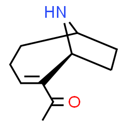 ChemSpider 2D Image | 1-[(1S)-9-Azabicyclo[4.2.1]non-2-en-2-yl]ethanone | C10H15NO