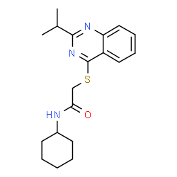 ChemSpider 2D Image | N-Cyclohexyl-2-[(2-isopropyl-4-quinazolinyl)sulfanyl]acetamide | C19H25N3OS