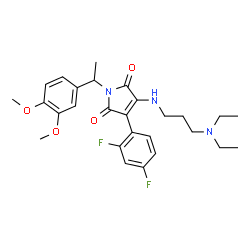 ChemSpider 2D Image | 3-{[3-(Diethylamino)propyl]amino}-4-(2,4-difluorophenyl)-1-[1-(3,4-dimethoxyphenyl)ethyl]-1H-pyrrole-2,5-dione | C27H33F2N3O4