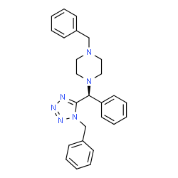 ChemSpider 2D Image | 1-Benzyl-4-[(R)-(1-benzyl-1H-tetrazol-5-yl)(phenyl)methyl]piperazine | C26H28N6
