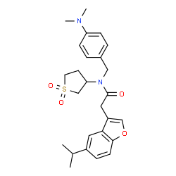 ChemSpider 2D Image | N-[4-(Dimethylamino)benzyl]-N-(1,1-dioxidotetrahydro-3-thiophenyl)-2-(5-isopropyl-1-benzofuran-3-yl)acetamide | C26H32N2O4S