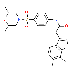 ChemSpider 2D Image | 2-(6,7-Dimethyl-1-benzofuran-3-yl)-N-{4-[(2,6-dimethyl-4-morpholinyl)sulfonyl]phenyl}acetamide | C24H28N2O5S