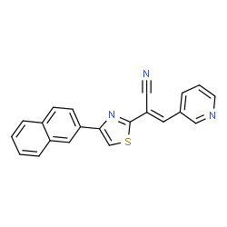 ChemSpider 2D Image | (2E)-2-[4-(2-Naphthyl)-1,3-thiazol-2-yl]-3-(3-pyridinyl)acrylonitrile | C21H13N3S