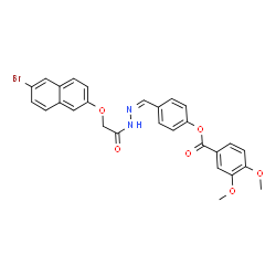 ChemSpider 2D Image | 4-[(Z)-({[(6-Bromo-2-naphthyl)oxy]acetyl}hydrazono)methyl]phenyl 3,4-dimethoxybenzoate | C28H23BrN2O6
