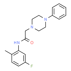 ChemSpider 2D Image | N-(5-Fluoro-2-methylphenyl)-2-(4-phenyl-1-piperazinyl)acetamide | C19H22FN3O