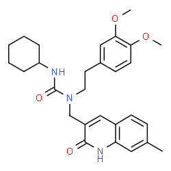 ChemSpider 2D Image | 3-Cyclohexyl-1-[2-(3,4-dimethoxyphenyl)ethyl]-1-[(7-methyl-2-oxo-1,2-dihydro-3-quinolinyl)methyl]urea | C28H35N3O4