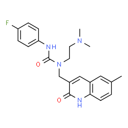 ChemSpider 2D Image | 1-[2-(Dimethylamino)ethyl]-3-(4-fluorophenyl)-1-[(6-methyl-2-oxo-1,2-dihydro-3-quinolinyl)methyl]urea | C22H25FN4O2