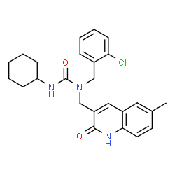 ChemSpider 2D Image | 1-(2-Chlorobenzyl)-3-cyclohexyl-1-[(6-methyl-2-oxo-1,2-dihydro-3-quinolinyl)methyl]urea | C25H28ClN3O2