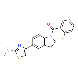 ChemSpider 2D Image | (2-Fluorophenyl){5-[2-(methylamino)-1,3-thiazol-4-yl]-2,3-dihydro-1H-indol-1-yl}methanone | C19H16FN3OS