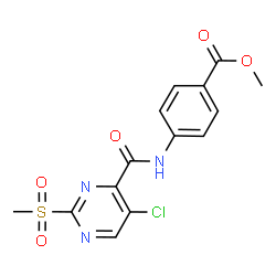 ChemSpider 2D Image | Methyl 4-({[5-chloro-2-(methylsulfonyl)-4-pyrimidinyl]carbonyl}amino)benzoate | C14H12ClN3O5S