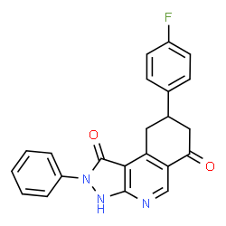 ChemSpider 2D Image | 1H-pyrazolo[3,4-c]isoquinoline-1,6(7H)-dione, 8-(4-fluorophenyl)-2,3,8,9-tetrahydro-2-phenyl- | C22H16FN3O2