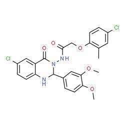 ChemSpider 2D Image | N-[6-Chloro-2-(3,4-dimethoxyphenyl)-4-oxo-1,4-dihydro-3(2H)-quinazolinyl]-2-(4-chloro-2-methylphenoxy)acetamide | C25H23Cl2N3O5
