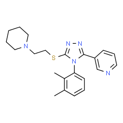 ChemSpider 2D Image | 3-[4-(2,3-Dimethylphenyl)-5-{[2-(1-piperidinyl)ethyl]sulfanyl}-4H-1,2,4-triazol-3-yl]pyridine | C22H27N5S