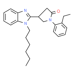 ChemSpider 2D Image | 1-(2-Ethylphenyl)-4-(1-hexyl-1H-benzimidazol-2-yl)-2-pyrrolidinone | C25H31N3O