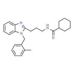 ChemSpider 2D Image | N-{3-[1-(2-Methylbenzyl)-1H-benzimidazol-2-yl]propyl}cyclohexanecarboxamide | C25H31N3O