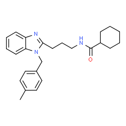 ChemSpider 2D Image | N-{3-[1-(4-Methylbenzyl)-1H-benzimidazol-2-yl]propyl}cyclohexanecarboxamide | C25H31N3O
