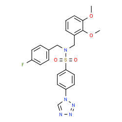 ChemSpider 2D Image | N-(2,3-Dimethoxy-benzyl)-N-(4-fluoro-benzyl)-4-tetrazol-1-yl-benzenesulfonamide | C23H22FN5O4S