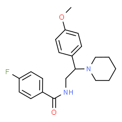 ChemSpider 2D Image | 4-Fluoro-N-[2-(4-methoxyphenyl)-2-(1-piperidinyl)ethyl]benzamide | C21H25FN2O2