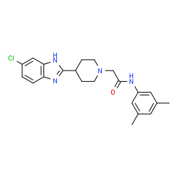 ChemSpider 2D Image | 2-[4-(6-Chloro-1H-benzimidazol-2-yl)-1-piperidinyl]-N-(3,5-dimethylphenyl)acetamide | C22H25ClN4O